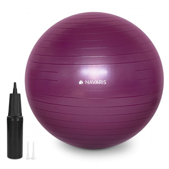 Navaris Exercise Ball - Non-Toxic PVC Gymnastics Ball for Gym Yoga Pilates Stability Fitness Physio 65cm - Μπάλα Γυμναστικής - Bordeaux - 46980.2.13