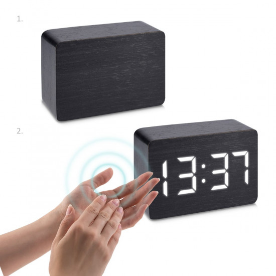 Kwmobile Digital Alarm LED Clock - Ψηφιακό Επιτραπέζιο Ρολόι και Ξυπνητήρι - Black - White LED - 38879