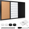 Navaris Combination Board 3 in 1 - Πίνακας 3 σε 1 με Μαυροπίνακα - Φελλό - Μαγνητικό Πίνακα 60 x 40cm - Black - 47164.01