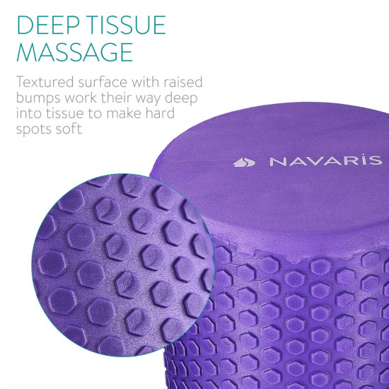 Navaris EVA Foam Roller for Exercise, Pilates, Yoga, Stretching, Muscle Massage - Κύλινδρος Γυμναστικής - 45cm - Purple - 45381.38