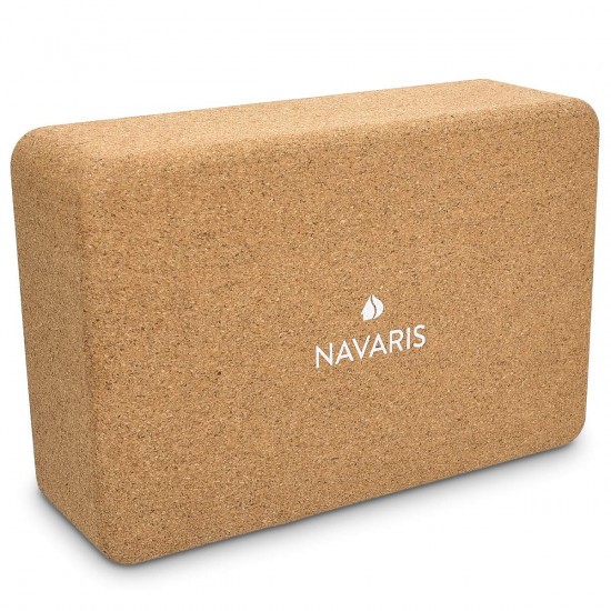 Navaris Set of 2 All Natural Cork Block for Pilates, Yoga, Gymnastics, Stretching - Non-Toxic - Σετ με 2 Τούβλα Yoga από Φελλό - Brown - 48382.01