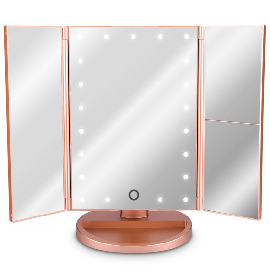 Navaris LED Foldable Cosmetic Mirror - Φωτιζόμενος Καθρέπτης LED - Matte Rose Gold - 43457.89
