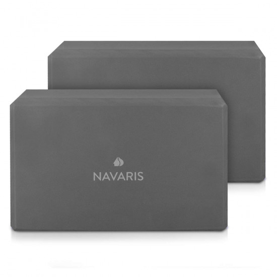 Navaris 2 in 1 Set of High Density EVA Foam Block for Pilates, Yoga, Gymnastics, Stretching - Μαξιλάρια Yoga - Grey - 42704.22