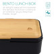 Navaris Bento Box Set Δύο Δοχεία Φαγητού με Μαχαιροπίρουνα και Καπάκι από Μπαμπού - 1.2L - Black - 47407.01.01