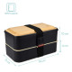 Navaris Bento Box Set Δύο Δοχεία Φαγητού με Μαχαιροπίρουνα και Καπάκι από Μπαμπού - 1.2L - Black - 47407.01.01