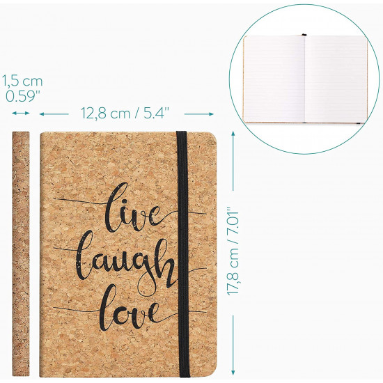 Navaris Notebook with Cork Cover Σημειωματάριο από Φελλό Design Live / Laugh / Love - 48477.05