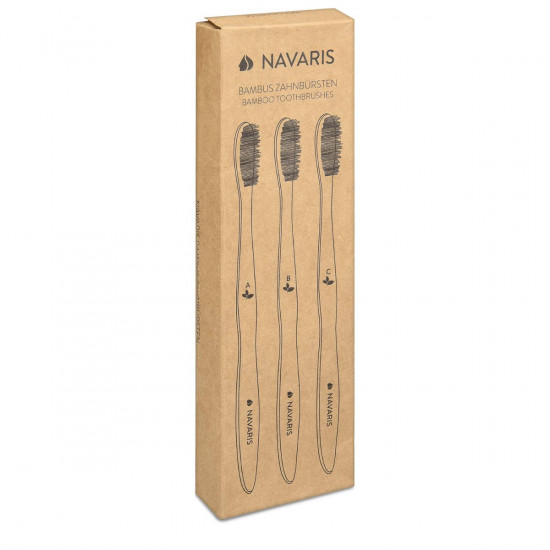 Navaris Bamboo Toothbrushes Set 6 Οδοντόβουρτσες από Μπαμπού - Brown - 48967.06