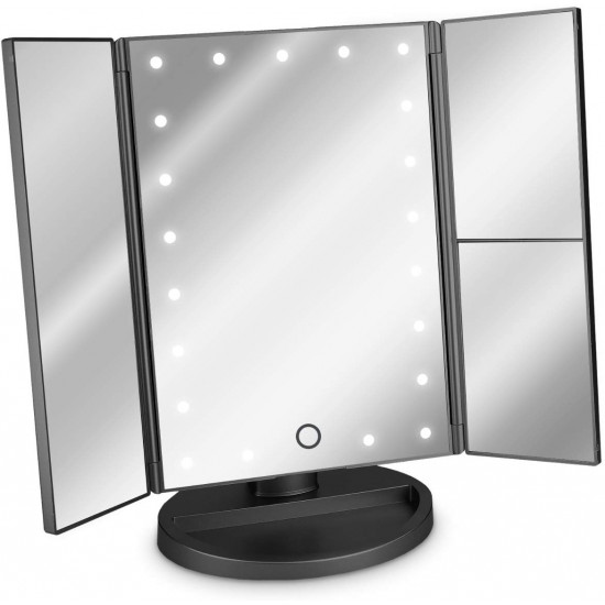 Navaris LED Foldable Cosmetic Mirror - Φωτιζόμενος Καθρέπτης LED - Matte Black - 43457.47