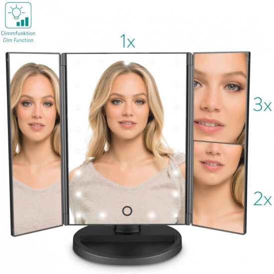 Navaris LED Foldable Cosmetic Mirror - Φωτιζόμενος Καθρέπτης LED - Matte Black - 43457.47