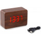 Kwmobile Digital Alarm LED Clock - Ψηφιακό Επιτραπέζιο Ρολόι και Ξυπνητήρι - Brown - Red LED - 34081
