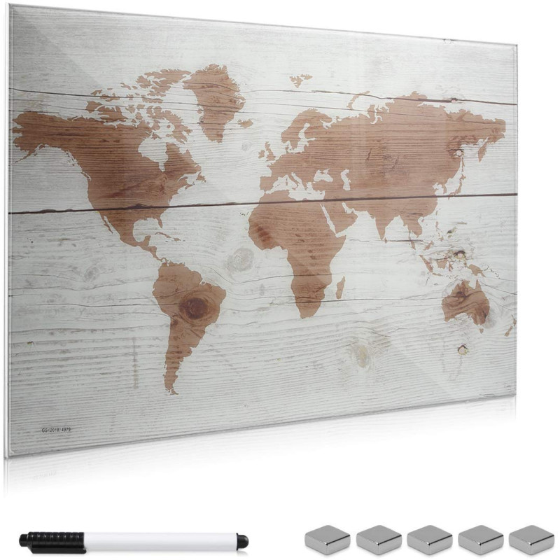 Navaris Μαγνητικός Γυάλινος Πίνακας - 60 x 40cm - Design World Map - 45724.01