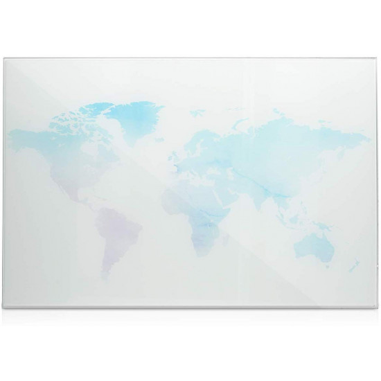 Navaris Μαγνητικός Γυάλινος Πίνακας Design Watercolor World Map - 60x40cm - White - 45724.05