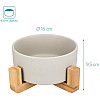 Navaris Cat Bowls with Wood Stands - Σετ με 2 Μπολ Φαγητού και Νερού με Βάση από Μπαμπού για Κατοικίδια - Grey / Brown - 48350.22