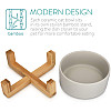 Navaris Cat Bowls with Wood Stands - Σετ με 2 Μπολ Φαγητού και Νερού με Βάση από Μπαμπού για Κατοικίδια - Grey / Brown - 48350.22