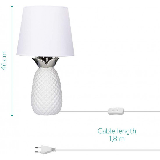 Navaris Table Lamp Επιτραπέζιο Φωτιστικό Design Pineapple - 46cm - White - 49152.02.02