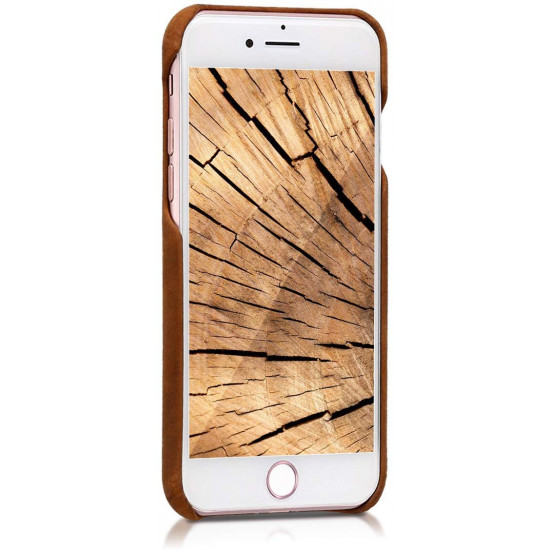 Kalibri iPhone SE 2022 / SE 2020 / 7 / 8 Σκληρή Θήκη με Επένδυση Γνήσιου Δέρματος - Brown - 39345.05