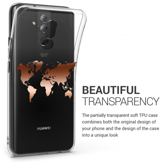KW Huawei Mate 20 Lite Θήκη Σιλικόνης Design Travel Outline - Διάφανη / Rose Gold - 46201.20