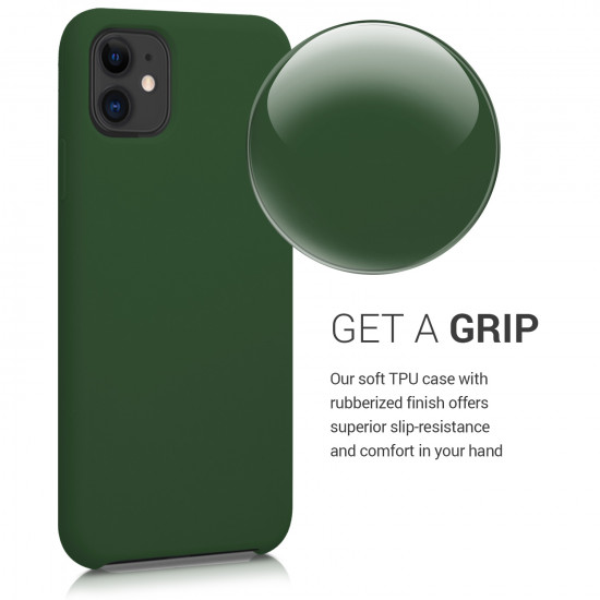 KW iPhone 11 Θήκη Σιλικόνης Rubber TPU - Dark Green - 49724.80