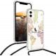 KW iPhone 11 Θήκη Σιλικόνης TPU με Λουράκι Design Travel - Διάφανη / Black - 49744.02