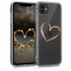 KW iPhone 11 Θήκη Σιλικόνης TPU Design Brushed Heart - Διάφανη / Rose Gold - 49785.12