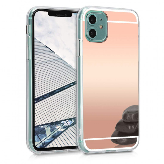 KW iPhone 11 Θήκη Σιλικόνης TPU Καθρέφτης - Metallic Rose Gold - 50531.41