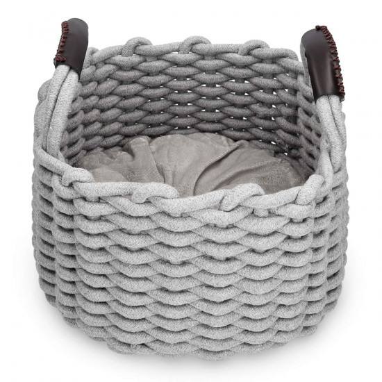 Navaris Small Cat Bed Basket - Καλάθι Κρεβάτι για Γάτες και Μικρά Κατοικίδια - Grey - 47064.1