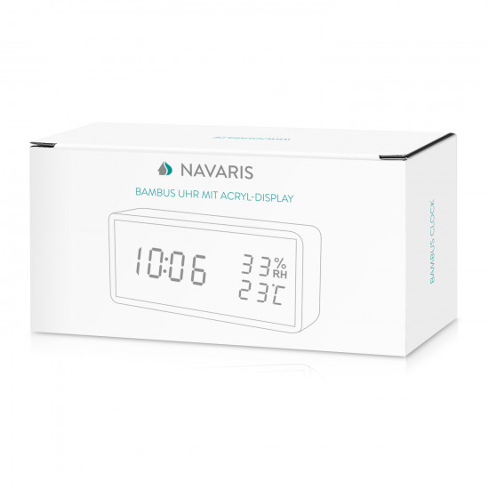 Navaris Digital Alarm LED Clock - Ψηφιακό Επιτραπέζιο Ρολόι και Ξυπνητήρι - Light Brown - Blue LED - 47632.24.04