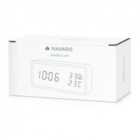 Navaris Digital Alarm LED Clock Mirror Front - Ψηφιακό Επιτραπέζιο Ρολόι και Ξυπνητήρι με Όψη Καθρέφτη - Light Brown - Blue LED - 50572.01.04