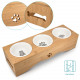 Navaris Raised Pet Bowls Stand - Ανυψωμένα Μπολ Φαγητού με Ξύλινη Βάση για Κατοικίδια - 130 ml - Wood - 50174.03