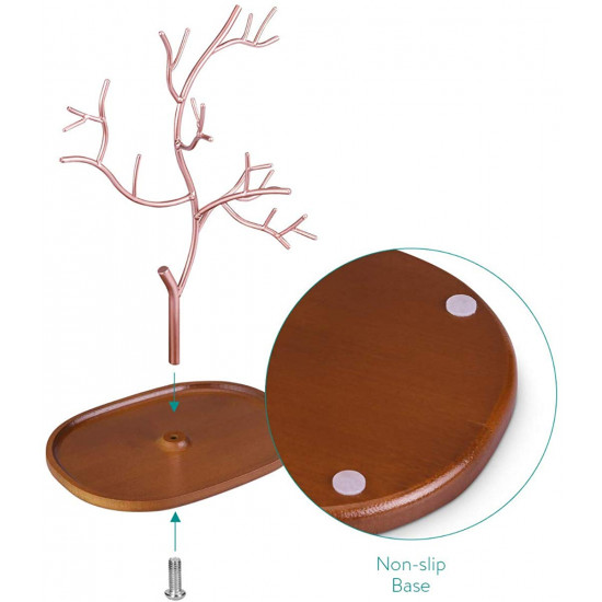 Navaris Stand Κοσμημάτων από Μέταλλο και Ξύλο - Design Tree - Rose Gold / Bronze - 45615.81