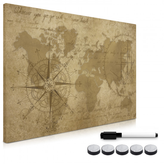 Navaris Μαγνητικός Πίνακας Ανακοινώσεων - 40 x 60 cm - Antique World Map - 45365.09