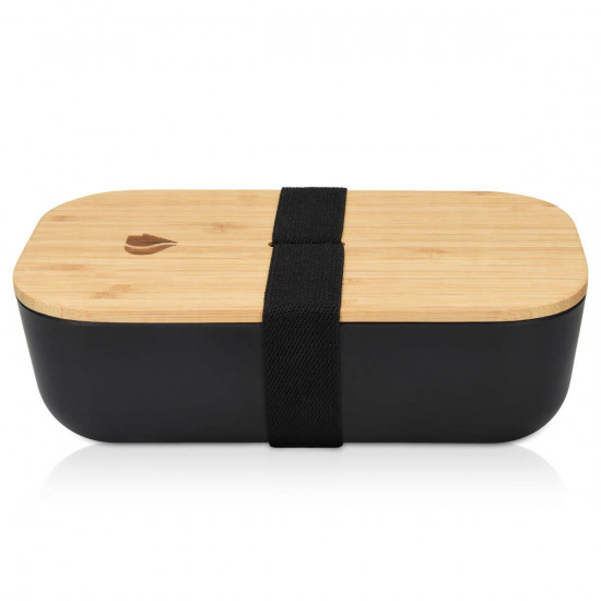 Navaris Bento Box with Bamboo Lid Δοχείο Φαγητού με Καπάκι από Μπαμπού - 1.1L - Black - 47540.01.2