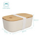Navaris Bento Box with Bamboo Lid Δοχείο Φαγητού με Καπάκι από Μπαμπού - 1.1L - White - 47540.02.2