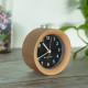 Navaris Analogue Wood Alarm Clock Design Round - Αναλογικό Επιτραπέζιο Ρολόι και Ξυπνητήρι - Black / Light Brown - 46269.24.03