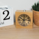 Navaris Analogue Wood Alarm Clock Design Square - Αναλογικό Επιτραπέζιο Ρολόι και Ξυπνητήρι - Gold / Light Brown - 46229.24