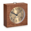 Navaris Analogue Wood Alarm Clock Design Square  - Αναλογικό Επιτραπέζιο Ρολόι και Ξυπνητήρι - Gold / Dark Brown - 46229.18