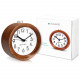 Navaris Analogue Wood Alarm Clock Design Round - Αναλογικό Επιτραπέζιο Ρολόι και Ξυπνητήρι - Dark Brown - 43907
