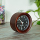 Navaris Analogue Wood Alarm Clock Design Round - Αναλογικό Επιτραπέζιο Ρολόι και Ξυπνητήρι - Dark Brown / Black - 46269.18.03