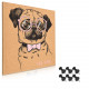 Navaris Cork Notice Board - Πίνακας Ανακοινώσεων με Πινέζες - Design Cute Pug - Pink - Brown - Black - 45371.01