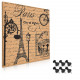 Navaris Cork Notice Board - Πίνακας Ανακοινώσεων με Πινέζες - Design Eiffel Tower - Brown - Black - 45371.03