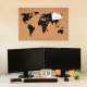 Navaris Cork Notice Board 60 x 40 cm - Πίνακας Ανακοινώσεων με Πινέζες από Φελλό - Design World Map - Brown - Black - 43222