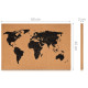 Navaris Cork Notice Board 60 x 40 cm - Πίνακας Ανακοινώσεων με Πινέζες από Φελλό - Design World Map - Brown - Black - 43222
