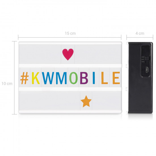 KW A6 Cinema LED Lightbox with micro USB Πίνακας Μηνυμάτων LightBox με Φωτισμό LED, 126 Γράμματα - Multicolor - 41049
