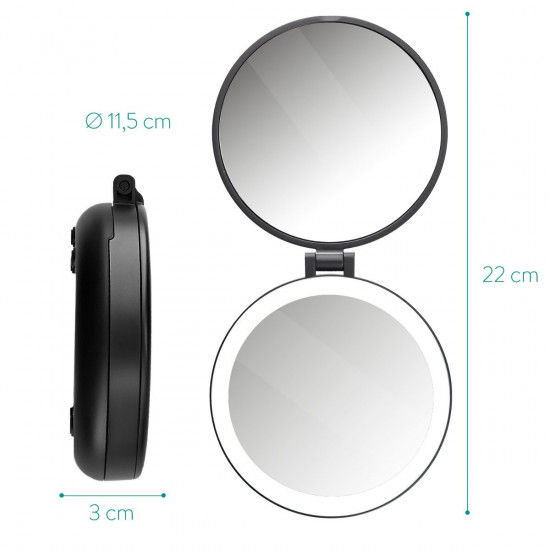 Navaris Compact LED Makeup Mirror - Φωτιζόμενος Καθρέπτης LED Ταξιδιού - Black - 44870.47