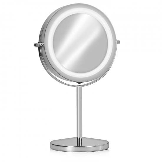 Navaris LED Illuminated Two-Sided Vanity Makeup Mirror - Περιστρεφόμενος Φωτιζόμενος Καθρέπτης LED - Silver - 43104