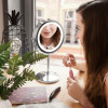 Navaris LED Illuminated Two-Sided Vanity Makeup Mirror - Περιστρεφόμενος Φωτιζόμενος Καθρέπτης LED - Silver - 43104