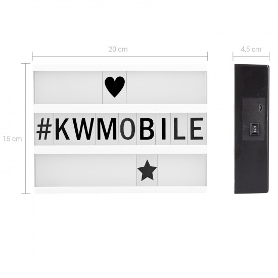 KW A5 Cinema Lightbox Πίνακας Μηνυμάτων LightBox με Φωτισμό LED και 126 Γράμματα - White / Black - 41050