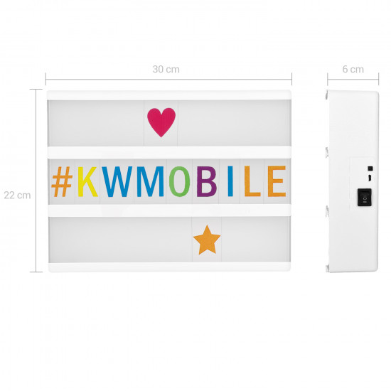 KW A4 Cinema Lightbox Πίνακας Μηνυμάτων LightBox με Φωτισμό RGB LED και 126 Γράμματα - White - Multicolor - 42798
