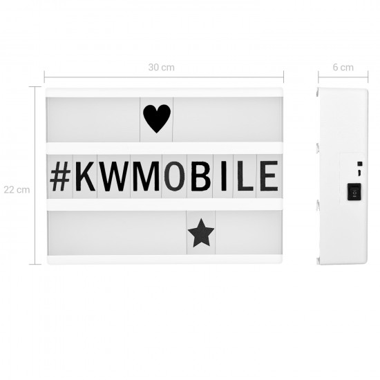 KW A4 Cinema Lightbox Πίνακας Μηνυμάτων LightBox με Φωτισμό LED RGB, 126 Γράμματα - White - 42797