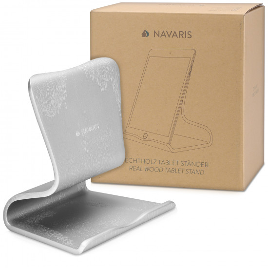 Navaris Elegant Wooden Tablet Stand Βάση Στήριξης Tablet από Ξύλο - Silver - 50080.35